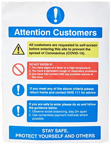 SECO "Attention CUSTOMERS", selbstklebendes Vinylschild, 150 x 200 mm von SECO