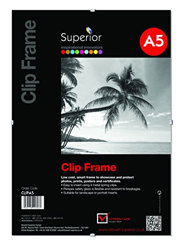 SECO Superior Clipbilderrahmen mit Sicherheitsglass aus Perspex CLIP A5 von SECO