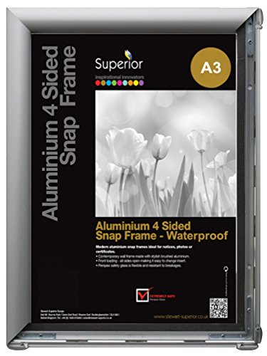 Seco, wpasnf3-sv – wasserdicht Bild Snap Rahmen für Retail Display,, mit Silber Eloxierter Aluminium-Finish – A3 Wasserdicht A3 silber von SECO