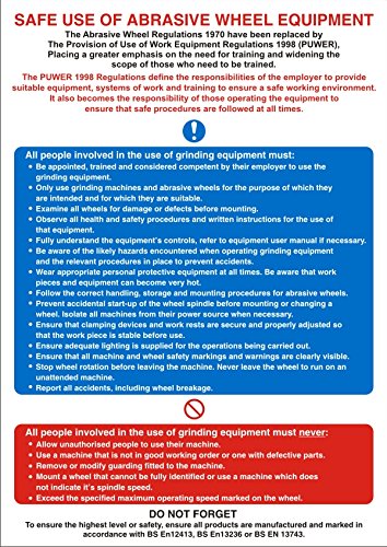 Seco Safe Use Of Abrasive Wheel Equipment Poster, A2 (420mm x 594mm) - 0.5mm PVC von SECO