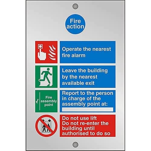 Seco Schild mit Aufschrift "Fire Action with Do Not Use Lift", 150 mm x 200 mm – 5 mm, klares Acryl, mit abstehenden Befestigungen von SECO