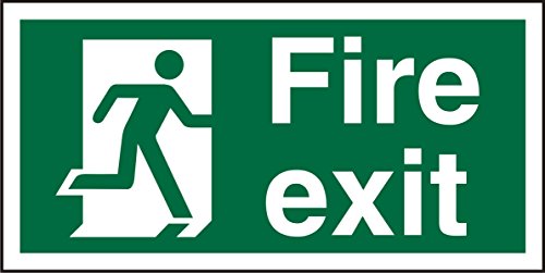 Seco Schild mit Aufschrift "Fire Exit", 300 x 150 mm, halbstarrer Kunststoff von Stewart Superior