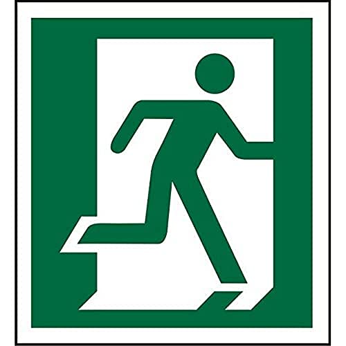Seco Schild mit Aufschrift "Fire Exit" – Mann läuft durch die Tür, rechts, 100 mm x 100 mm, 1 mm, halbstarrer Kunststoff von SECO