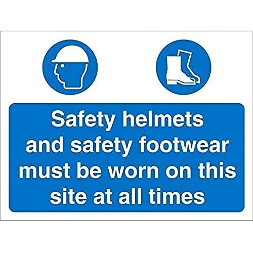 Seco Schild mit Aufschrift "Safety Helmets and Safety Footwear Must Be Worn On This Site at All Times", 400 mm x 300 mm, 3 mm Schaumstoff-PVC von SECO