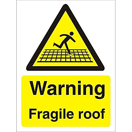 Seco Schild mit Aufschrift "Warning Fragile Roof Sign", 300 x 400 mm, 1 mm, halbstarrer Kunststoff von SECO