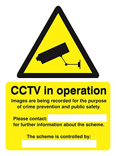 Seco Warnschild "Warning CCTV Cameras in Constant Operation", 300 x 400 mm, selbstklebendes Vinyl von SECO