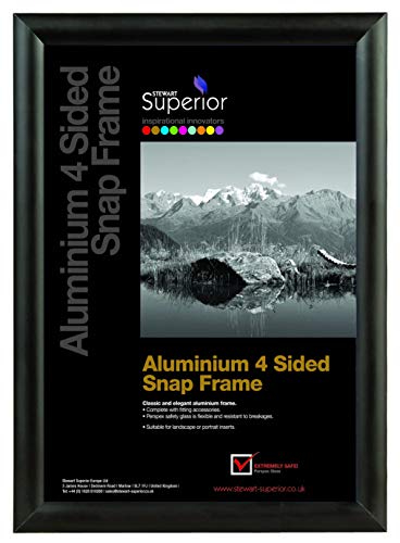 Stewart Superior 4-seitiger A1-Aluminiumrahmen, 25 mm dick, mit Schnapprahmen für die Frontaufnahme von Bildern/Postern - Schwarz, BLACKA1 von SECO