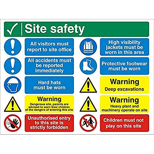 Seco Site Safety, All Visitors Must Report to Site Office Schild, 800 mm x 600 mm – 4 mm geriffelte Tafel Seco Site Safety, All Visitors Must Report to Site Office Schild, 800 mm x 600 mm – 4 mm geriffelte Tafel von SECO
