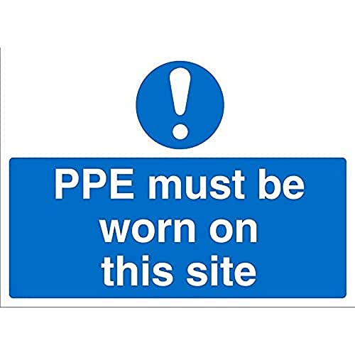 Seco Schild mit Aufschrift "PPE Must Be Worn On This Site", 400 mm x 300 mm, geriffelte Tafel von Stewart Superior