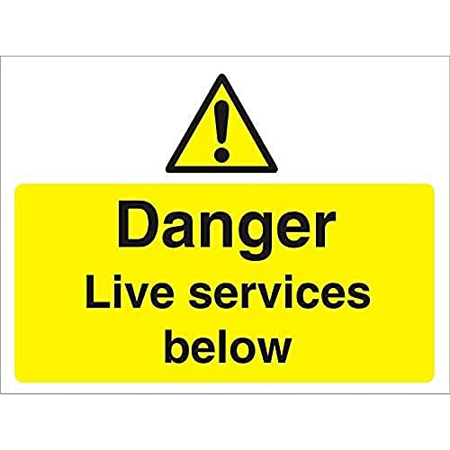Seco Danger Live Services Below Schild, 600 mm x 450 mm – 4 mm geriffelte Tafel von SECO