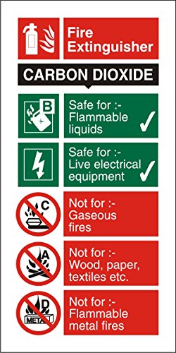 Seco Kohlendioxid-Feuerlöscher-Schild, 100 mm x 200 mm, nachleuchtendes selbstklebendes Vinyl Seco Kohlendioxid-Feuerlöscher-Schild, 100 mm x 200 mm, nachleuchtendes selbstklebendes Vinyl von SECO