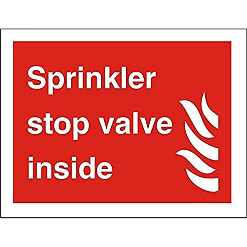 Seco Sprinkler Stop Valve Inside & Fire Schild, 300 mm x 200 mm – 1 mm halbstarrer Kunststoff von Stewart Superior