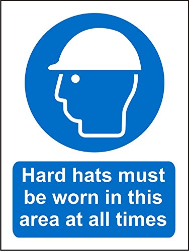 Seco Schild mit Aufschrift "Hard Hats Must Be Worn In This Area At All Times", 200 mm x 300 mm, 1 mm, halbstarrer Kunststoff von SECO