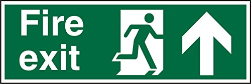 Seco Fire Exit – Fire Exit, Man Running Right, Pfeil zeigt nach oben, 450 mm x 150 mm – 1 mm halbstarrer Kunststoff von Stewart Superior