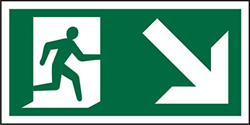 Superior SP061SAV-300X150 Rettungswegschild - Notausgang rechts/unten, B 30 x H 15 cm, grün/weiß von SECO