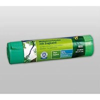 1x15 Secolan Mülleimerbeutel mit Zugband 60 l grün von SECOLAN