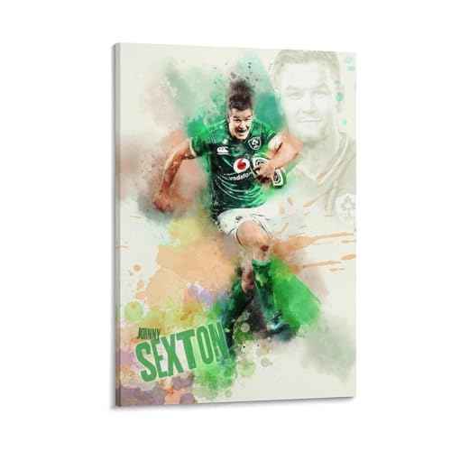 Leinwandposter Johnny Sexton Rugby-Spieler, High-Definition-Druck, für Zuhause, Büro, Wandkunst, Deco, Rahmen-Stil, 30 x 45 cm von SECOLI