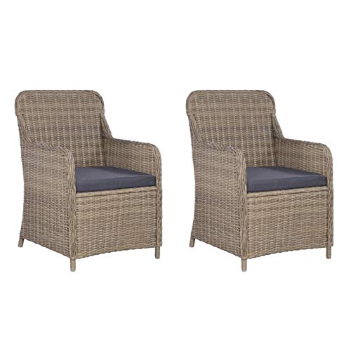 SECOLI 2X Gartenstuhl Rattansessel Outdoor 2er Set Outdoor Sessel Rattan Stuhl Gartenmöbel Stühle Sessel Balkon Stuhl Balkon-Braun-Mit Sitzkissen von SECOLI