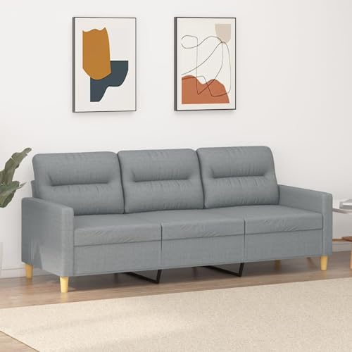 SECOLI 3 Sitzer Sofa, 3er-Sofa, Stoff Kleines Couch, Modern 3er Gästesofa mit Armlehne, Getuftetes Loveseat Sofas für Wohnzimmer/Schlafzimmer/Büro/Wohnung, 180 cm, Hellgrau von SECOLI