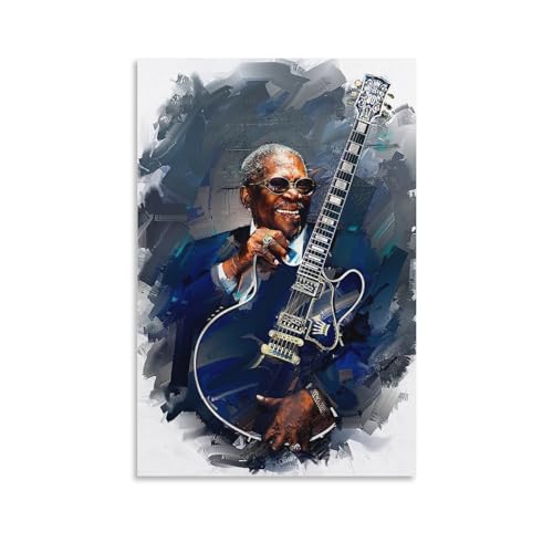 SECOLI B.B. King Kunstdruck auf Leinwand, Motiv: Gitarrist, hochauflösender Druck, für Heimbüro, Wandkunst, Deco, 60 x 90 cm von SECOLI