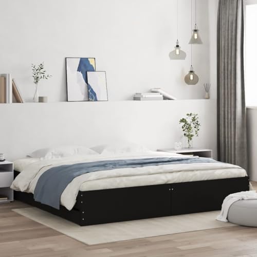 SECOLI Bettgestell 160x200 mit 6 Schubladen und Lattenrost in Schwarz - Modernes Holzwerkstoff Bettgestell für Kinder, Jugendliche und Erwachsene - 160 x 200 cm von SECOLI