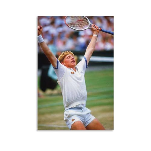 SECOLI Boris Becker Tennisspieler Vintage Leinwand Poster High Definition Druck für Home Office Wall Art Deco 60 x 90 cm ungerahmt von SECOLI