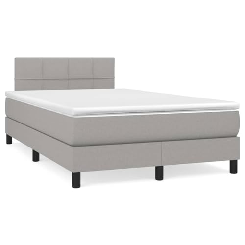SECOLI Boxspringbett 120x190 mit matratze,LED Polsterbett 120x190 Bett 120x190 mit matratze und lattenrost Bett mit matratze 120x190 komplett-Hellgrau-120 x 190 cm-3 von SECOLI