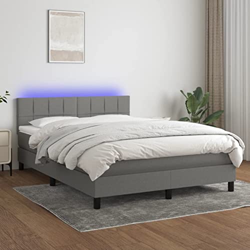 SECOLI Boxspringbett 140x200 mit Matratze und Lattenrost - Modern, Dunkelgrau, Queen von SECOLI