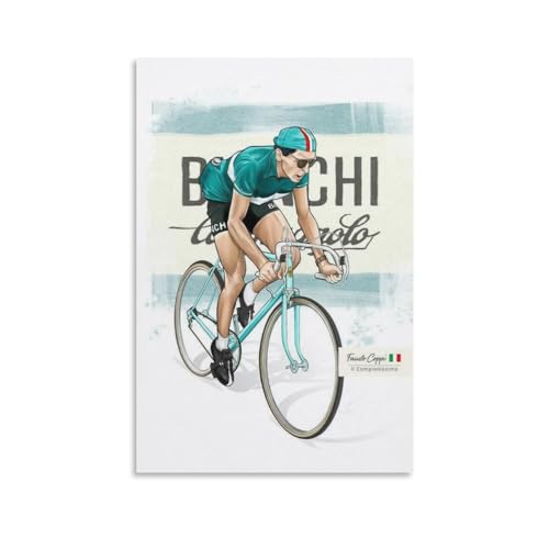 SECOLI Fausto Coppi Italienischer Radfahrer, Vintage-Kunstposter, Leinwanddruck, Wandkunst, Gemälde, geeignet für Schlafzimmer, Wohnzimmer, Büro, Dekoration, 50 x 75 cm, ungerahmter Stil von SECOLI