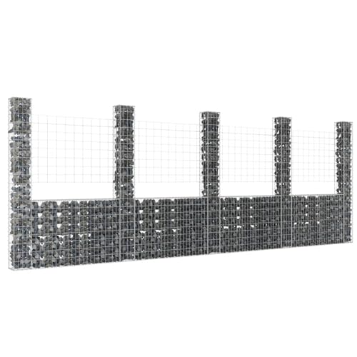 SECOLI Gabionenkörbe Metall-Steinkörbe Gabionenewand Steinkorb Gabionen Steinsäule U-Form Drahtkorb Gabionensäule Gabionenkorb Distanzhalter Gabionenzaun Garten-Typ 1-500 x 20 x 200 cm von SECOLI