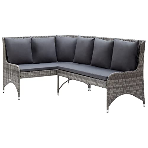 SECOLI Gartenlounge Rattan Loungemöbel Set klein Gartensofa Rattan Balkonmöbel Klein Grau Lounge Klein Balkon Lounge Sofa Loungemöbel Terrasse Balkonmöbel von SECOLI