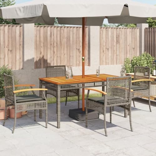 SECOLI Gartenstühle 4er Set Polyrattan Outdoor Sessel wetterfest Gartensessel Outdoor Gartenstühle Rattan polyrattan stühle Garten Essstühle Stuhl mit Armlehne Balkonstuhl-Grau - von SECOLI