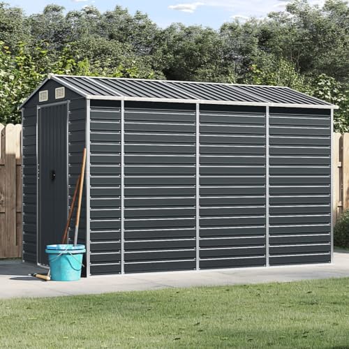SECOLI Gerätehaus mit Schrägdach Metallunterstand Fahrradgarage Metall Unterstand Wetterfest Geräteschuppen Metallgerätehaus 191 x 300 x 198 cm Fahrradunterstand Geräteschuppen Anthrazit von SECOLI