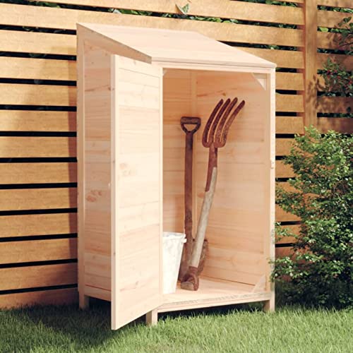 SECOLI Geräteschuppen Holz Geräteschrank Gerätehaus Natur Geräteschuppen Outdoor 55 x 52 x 112 cm Terrassenschrank Holz Outdoor Schrank Garten Massivholz Tanne von SECOLI