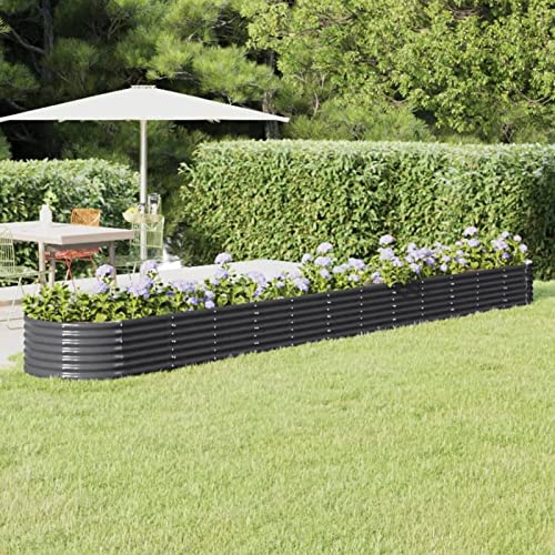 SECOLI Hochbeet Metall Oval Hochbeet Metall Anthrazit Hochbeet Metall 512 x 80 x 36 cm hochbeete für Garten Metall hochbeet Balkon kräuterbeet Pflanzbeet für Gemüse & Kräuter Gartenbeet Stahl von SECOLI