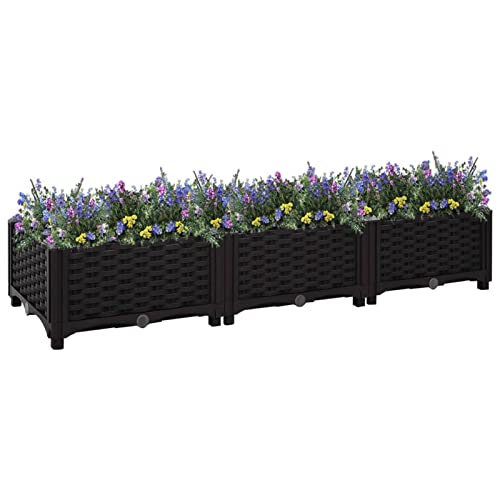 SECOLI Hochbeet Polypropylen Hochbeet für Garten Kräuterbeet Gemüsebeet Pflanzkasten Blumenbeet Blumenkasten Polypropylen-Schwarz-120 x 40 x 23 cm von SECOLI