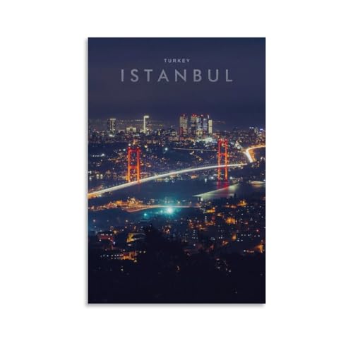 SECOLI Istanbul Night View Türkei Cicty Reise Leinwand Poster High Definition Druck für Home Office Wall Art Deco 20x30inch(50x75cm) Unframe-style von SECOLI