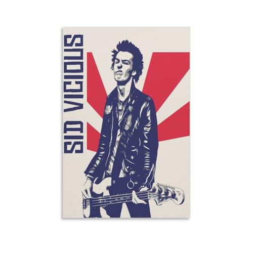 SECOLI Leinwand-Poster, Motiv: Sid Vicious Punk, dekoratives Gemälde, Wandkunst, Bild, Druck, moderne Dekoration, 30 x 45 cm von SECOLI