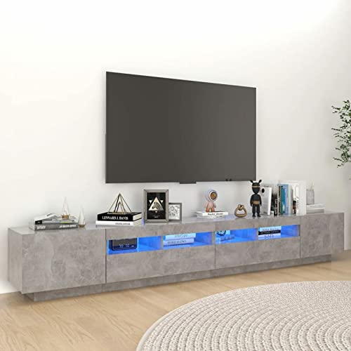 SECOLI Lowboard TV mit LED TV Schrank LED 260 cm TV Board Fernsehschrank TV-Schrank TV-Kommode TV Bank TV Möbel Sideboard für Wohnzimmer Schlafzimmer Betongrau von SECOLI