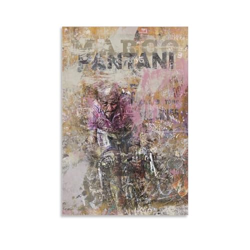 SECOLI Marco Pantani Leinwand-Poster, Motiv: Radfahrer, hochauflösender Druck, für Zuhause, Büro, Wanddekoration, ungerahmt, 40 x 60 cm von SECOLI