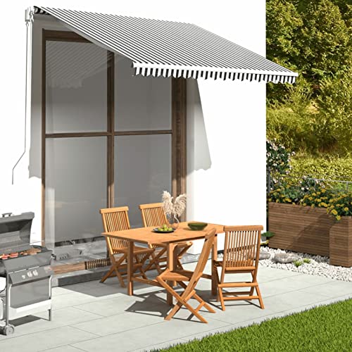 SECOLI Markisenbespannung, 300 x 250 cm, Anthrazit und Weiß, Ersatz-Markisenstoff, Sonnenschutz für Terrasse und Balkon von SECOLI