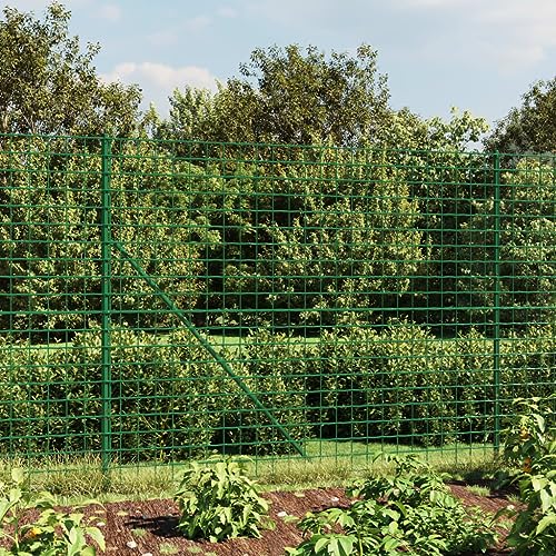 SECOLI Maschendraht mit Einschlaghülsen Maschendrahtzaun Set Absperrzaun Gartenzaun Set Komplettset Zaun Gartenzaunset Zaunset Drahtzaun Maschendraht-Grün-1.4 x 25 m-2 von SECOLI