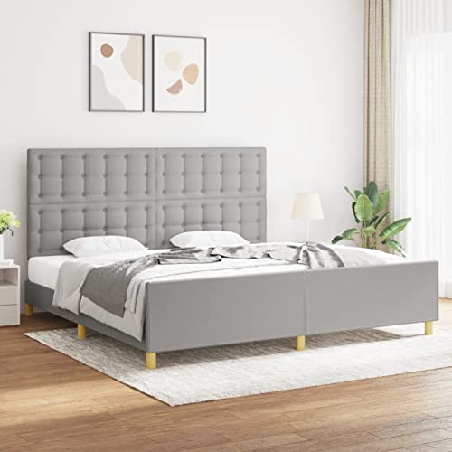 SECOLI Polsterbett 200x200 cm Bett 200x200 mit lattenrost Bettgestell 200x200 mit Lattenrost und Verstellbares Kopfteil kopfteil Bett jugendbett Bett Doppelbett -Hellgrau-Typ 2-200 x 200 cm von SECOLI