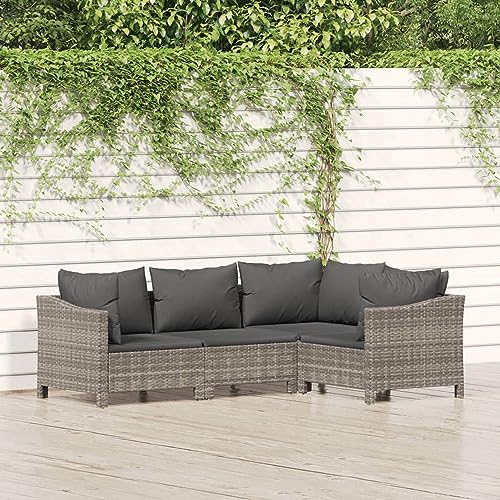 SECOLI Rattan gartenmöbel Set gartenlounge Outdoor Balkon Lounge Set balkonsofa loungesofa Outdoor Gartensofa Balkon sitzgruppe Lounge gartenmöbel mit Kissen-4-tlg von SECOLI