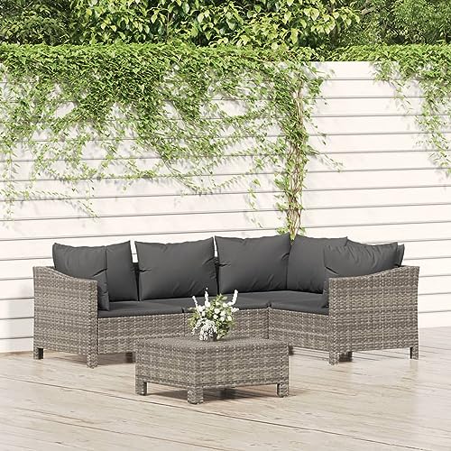 SECOLI Rattan gartenmöbel Set gartenlounge Outdoor Balkon Lounge Set balkonsofa loungesofa Outdoor Gartensofa Balkon sitzgruppe Lounge gartenmöbel mit Kissen-5-tlg-3 von SECOLI