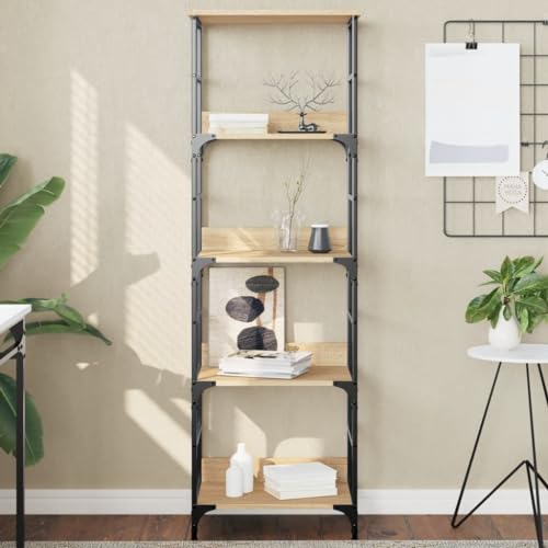 SECOLI Regal Standregal Bücherregal Lagerregal küchenregal stehend Abstellraum Regal holzregal Regal Metall Industrie-Design-Sonoma Eiche-50 x 33 x 153 cm von SECOLI