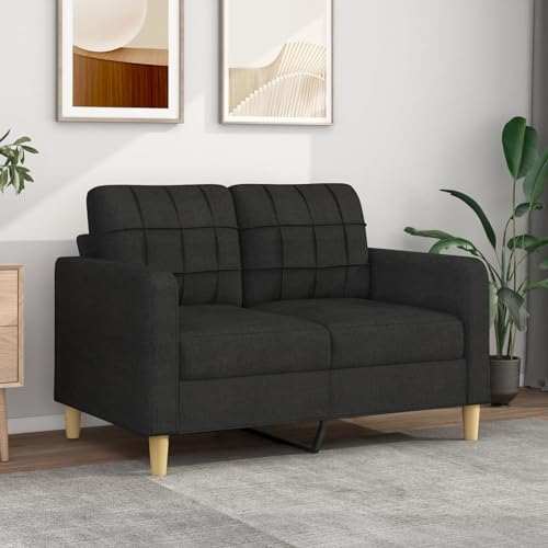 SECOLI Sofa 2 sitzer Sofa 2er Sofa 2 sitzer Stoff Couch 2 sitzer 2er Couch Sofa klein Stoff Sofa für Wohnzimmer/Schlafzimmer/Büro/Wohnung-Schwarz-2-sitzer:120cm von SECOLI