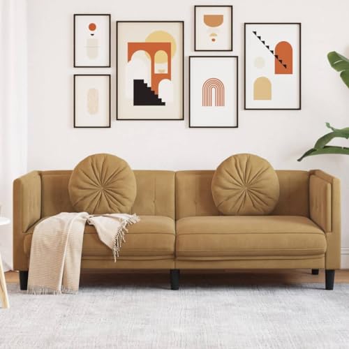 SECOLI Sofa 3 sitzer Sofa 3er Sofa 3 sitzer skandinavisch Sofa 3 sitzer Samt für Zuhause und Büro-Braun-3-Sitzer von SECOLI