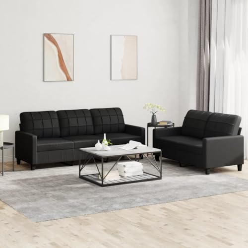 SECOLI Sofa Set 3 sitzer + 2 sitzer Wohnzimmer Sofa garnituren Wohnzimmer Set Couch Lounge Couch-Schwarz-Mit Kissen-2-tlg-3 von SECOLI