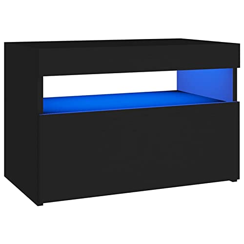 SECOLI TV Schrank LED 60 cm TV-Bank TV Lowboard mit LED-Beleuchtung Fernsehtisch Schwarz TV Board LED TV Schrank Fernsehschrank 60 x 35 x 40 cm von SECOLI